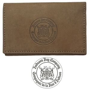 Vintage Hudson's Bay Company Suede Leather Card Holder Unused NWOT Tan UNISEX